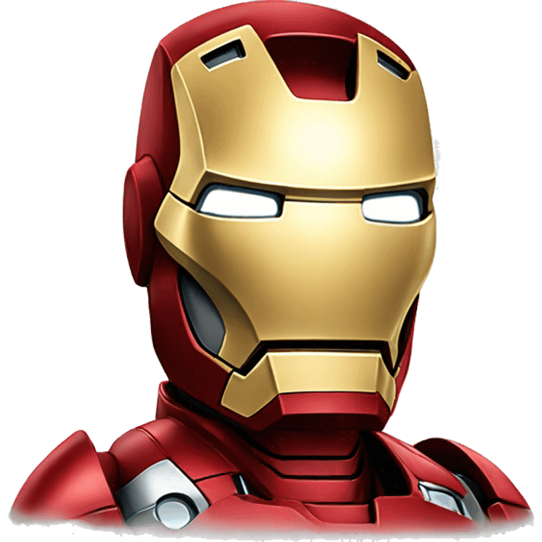 Create iron man with red suit dark eyes emoji