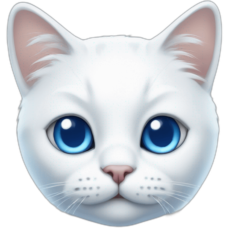 cartoon white cat with a blue spot on his left eye and a blue left ear emoji