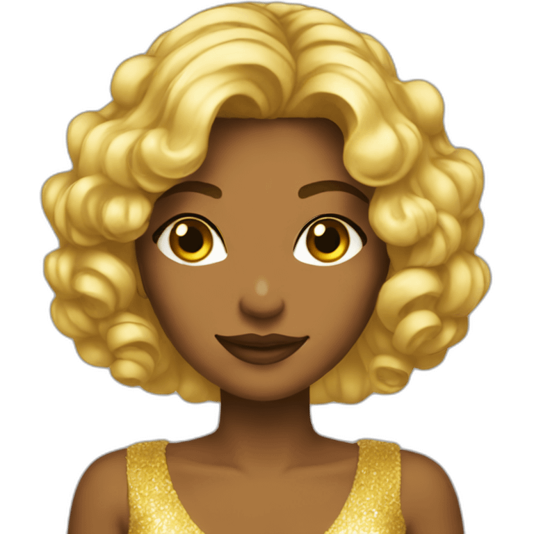 all gold skin pretty girl disco emoji