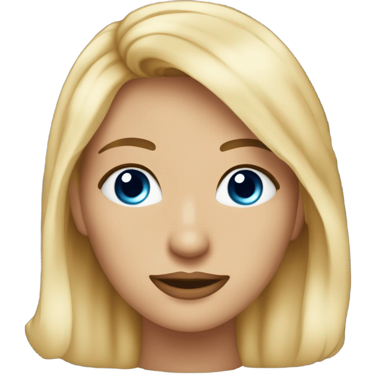 Haz a una chica rubia con pelo rizado medio y ojos azules y que sea muy guapa y lleve un conjunto muy elegante emoji