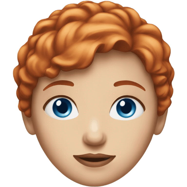 red haired woman face with blue eyes short hair emoji