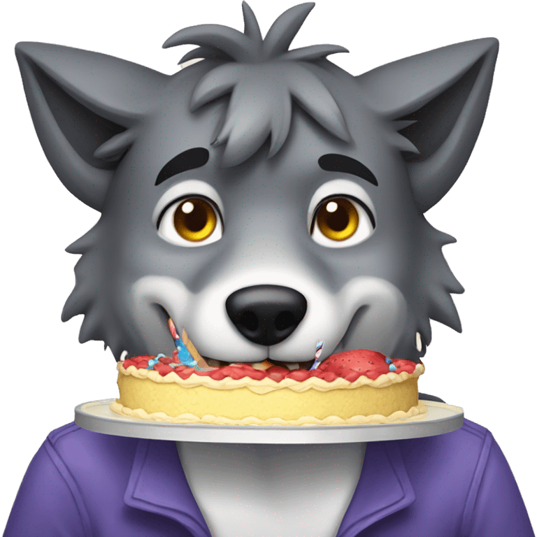 wolf eating birthday cake emoji