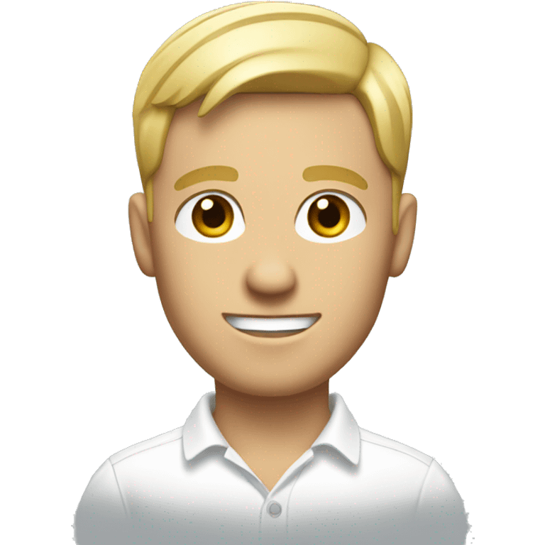 blond male executive with a short haircut wearing a white polo shirt
 emoji