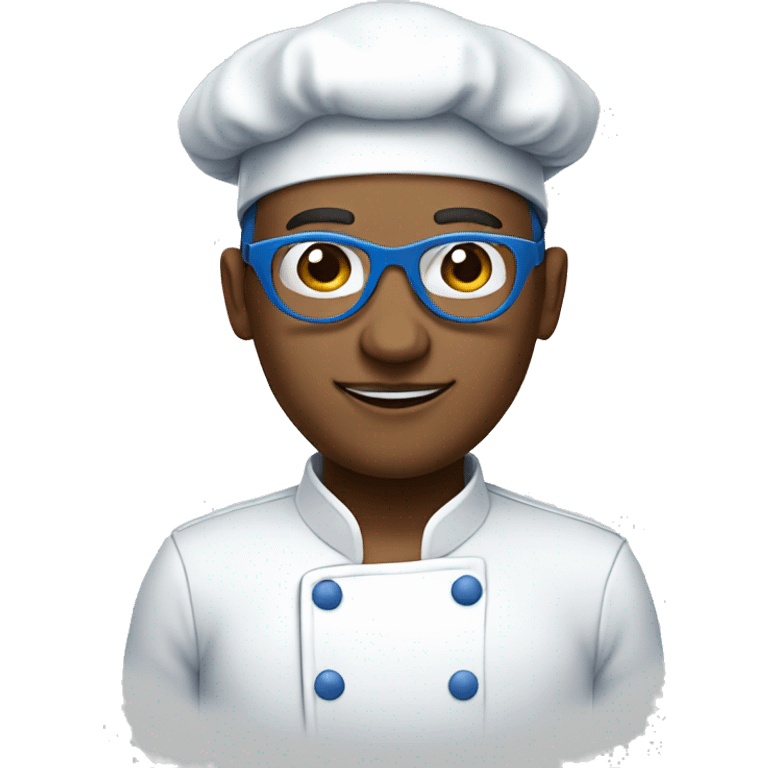 white chef wearing circle glasses and blue cap emoji