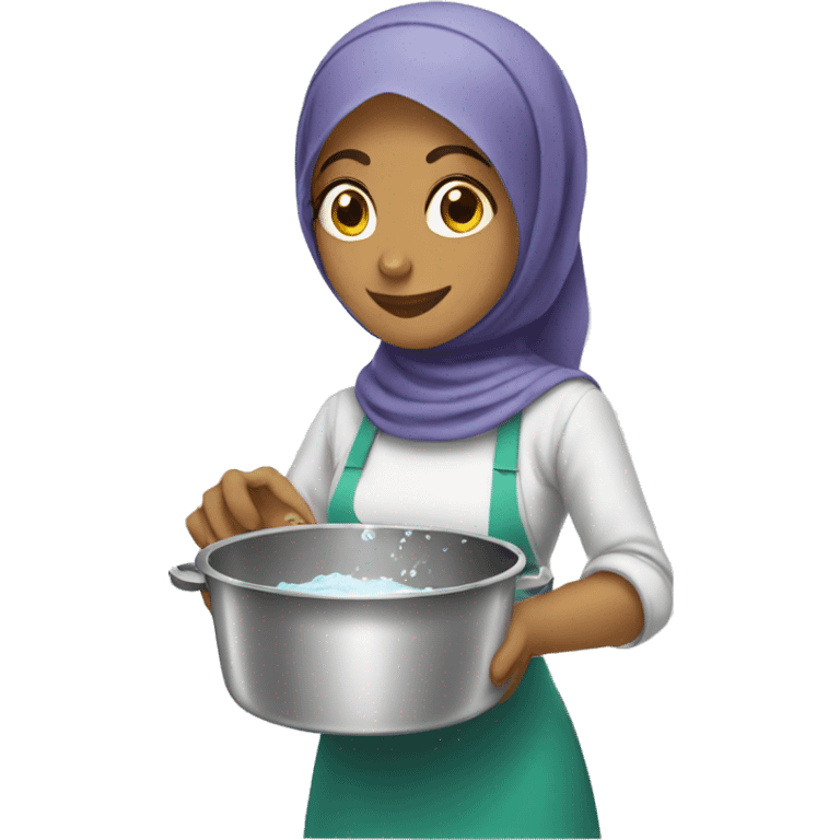 hijabi washing dishes emoji