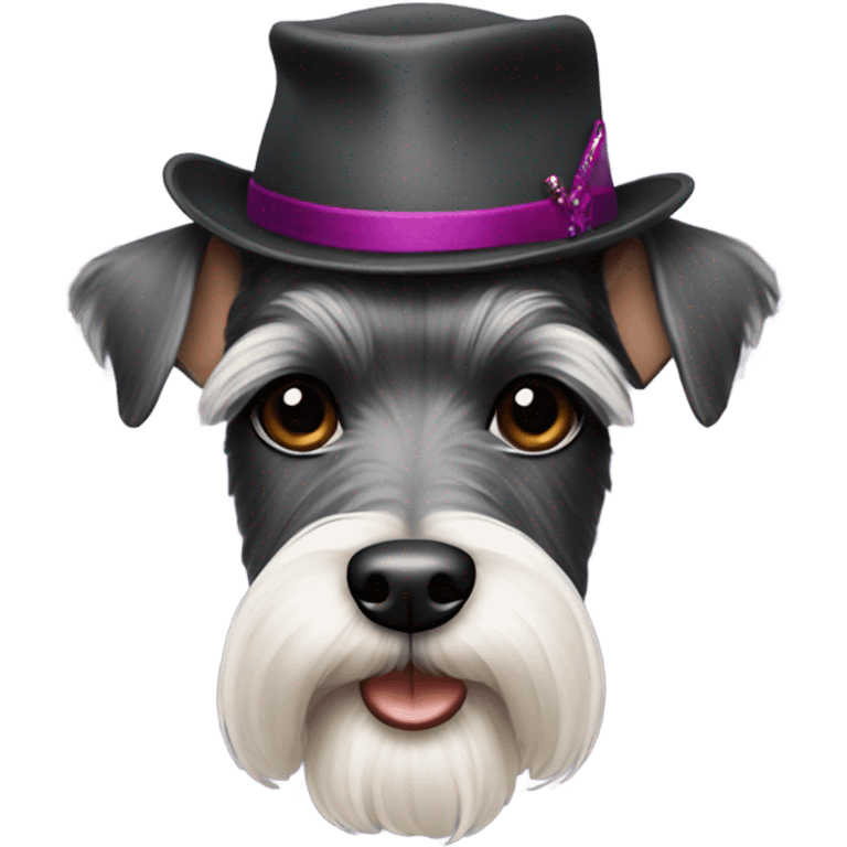 Miniature schnauzer wearing a hat emoji