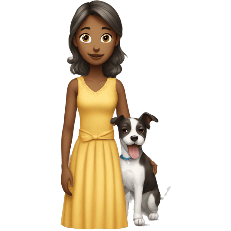 girl with dog in dress emoji