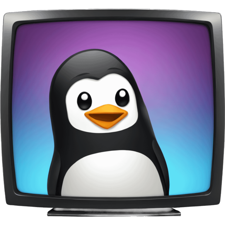 penguin on a tv emoji