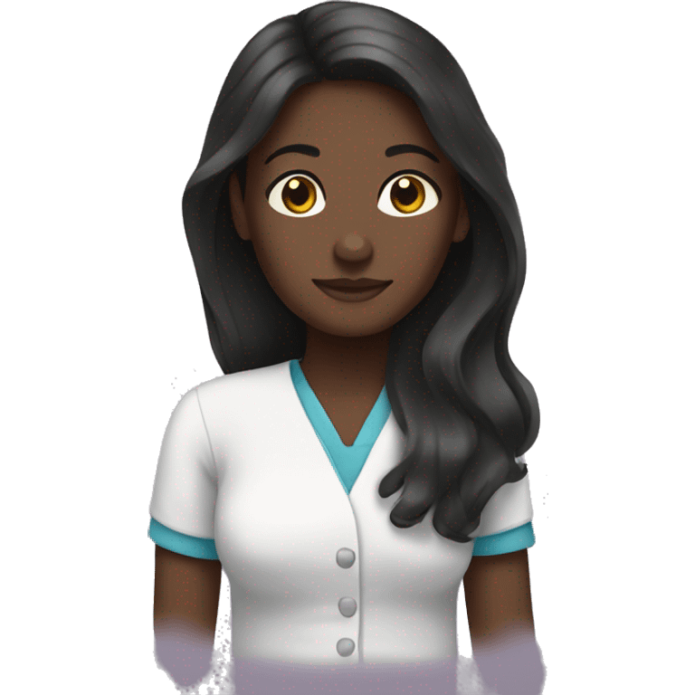 Caregiver dark skin long dark hair emoji