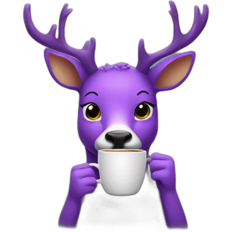 purple deer drinking coffee emoji