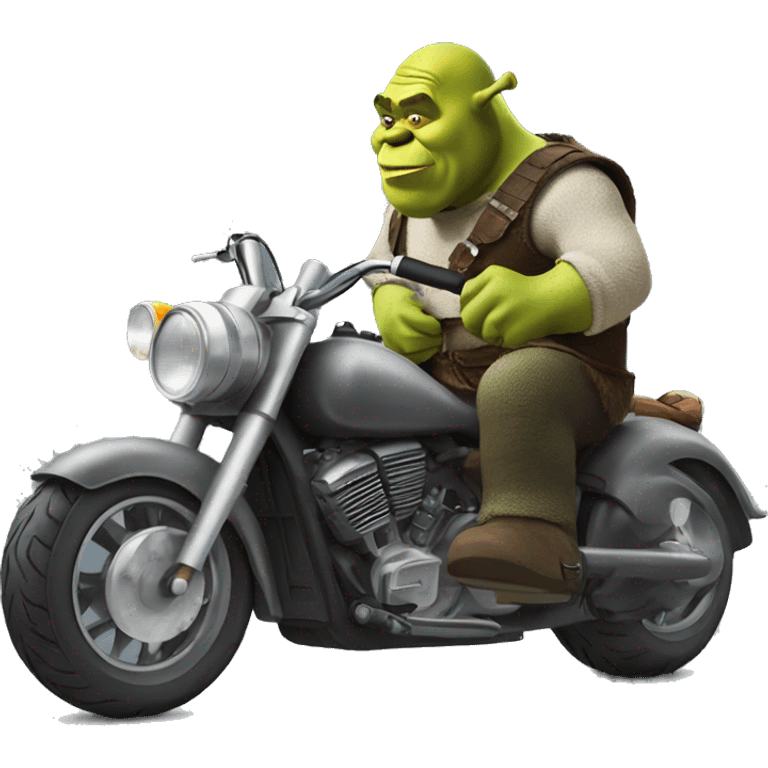 shrek with a motorcycle emoji