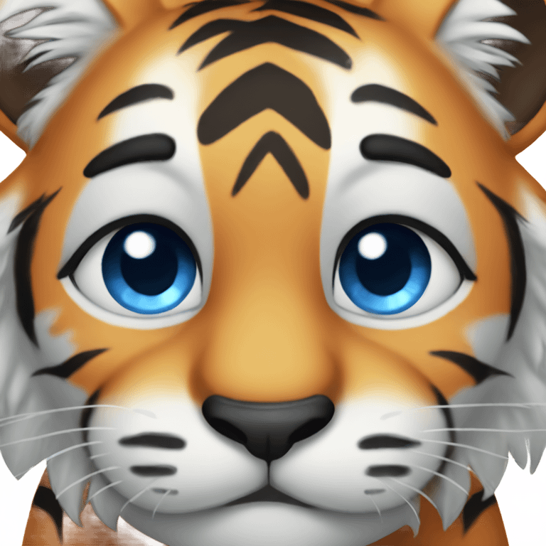 Cute tiger with blue eyes emoji