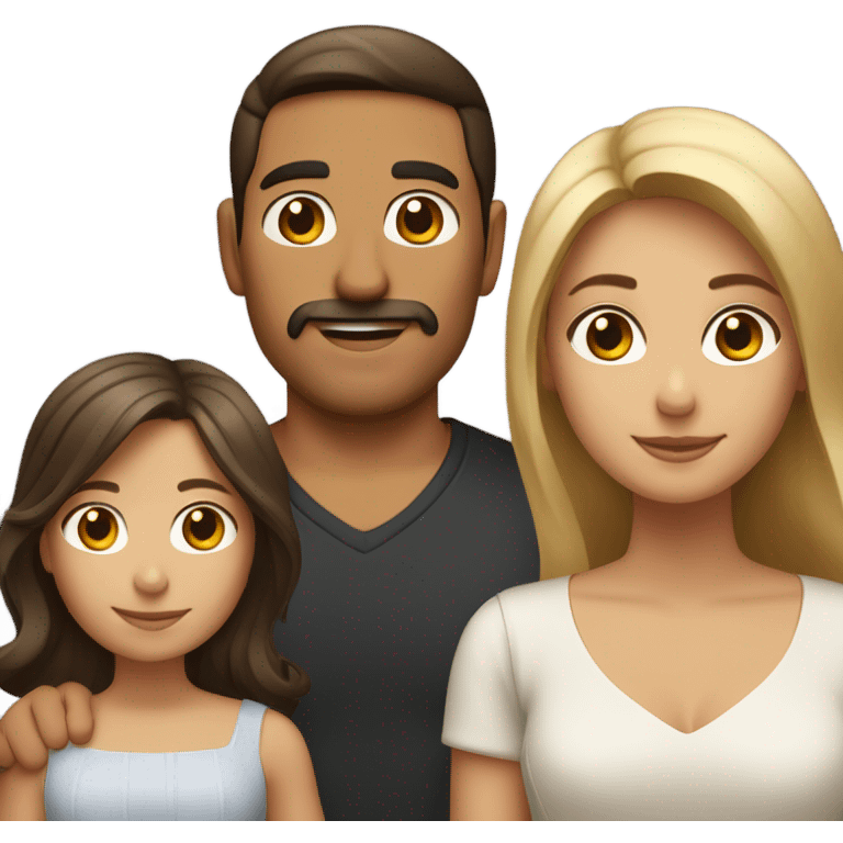 Puerto rican beard short brown hair  husband with blond long hair wife and brown long hair daughter Family  emoji