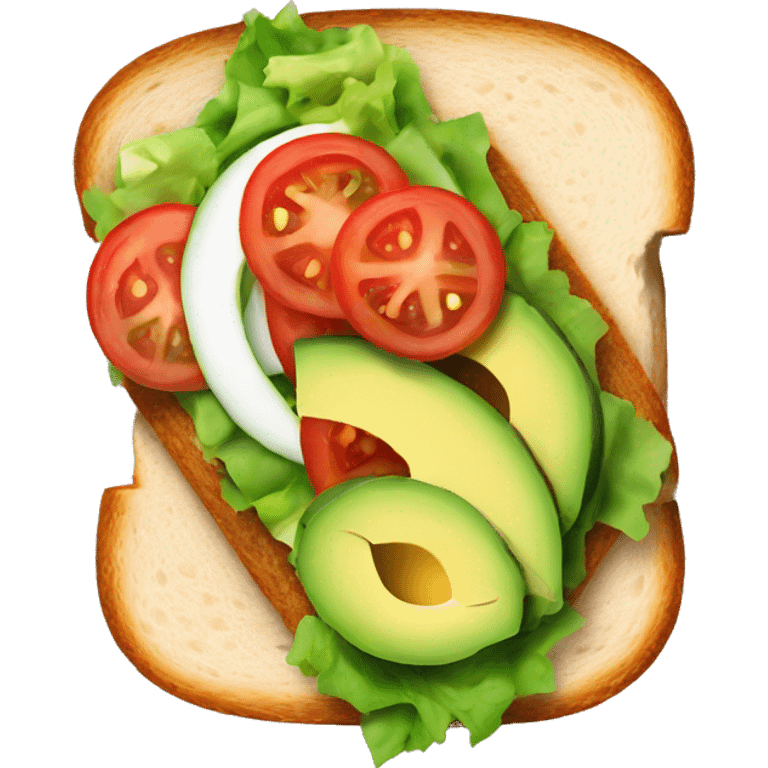 Whole grain sandwich with salad tomato and avocado without seed emoji