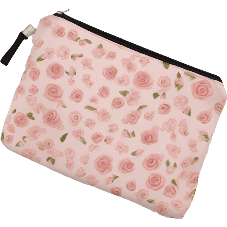 light pink floral makeup bag  emoji