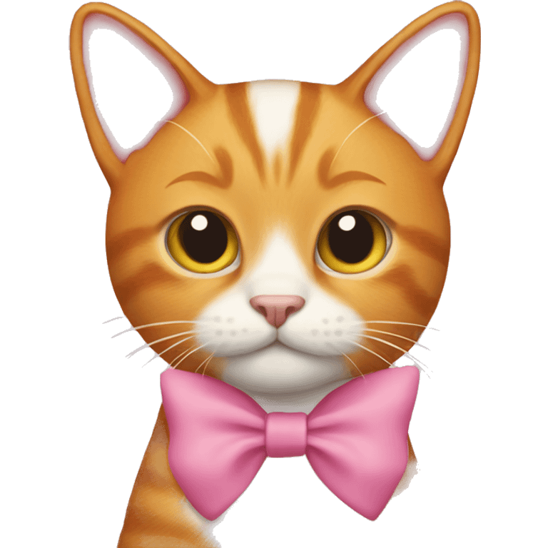 a ginger cat wearing a pink bow emoji