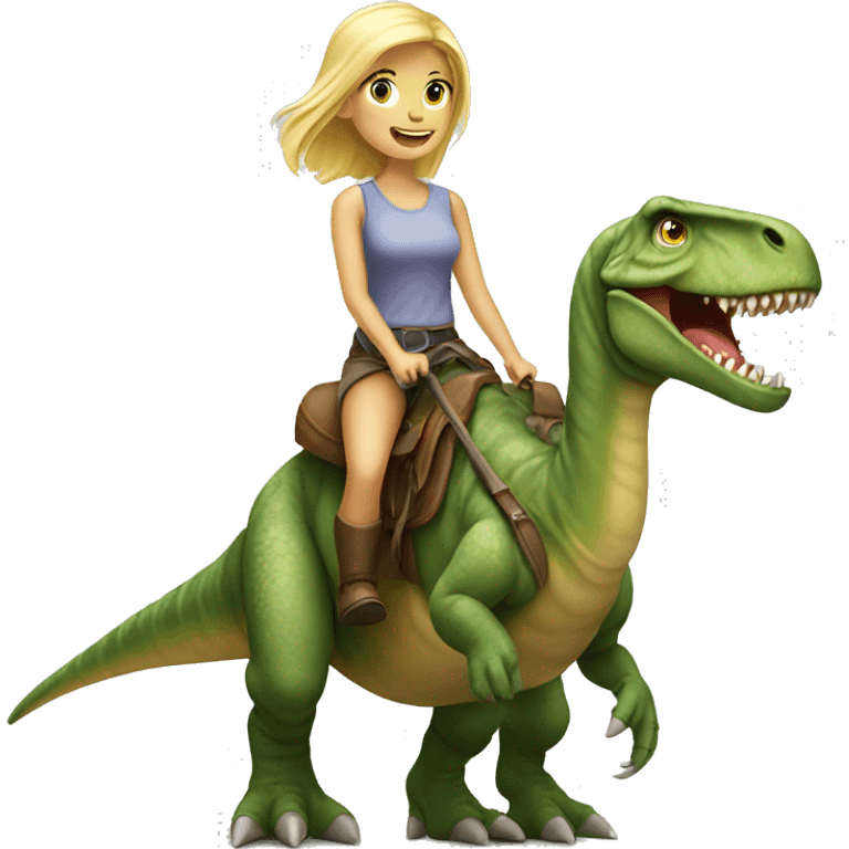 Blonde girl riding long neck dinosaur emoji