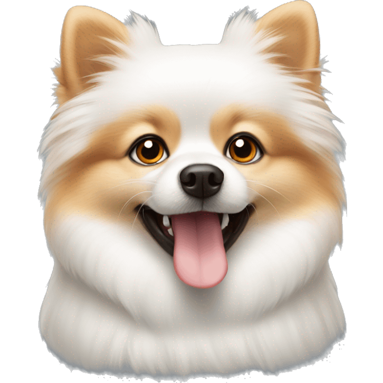 white Pomeranian with orange ears emoji