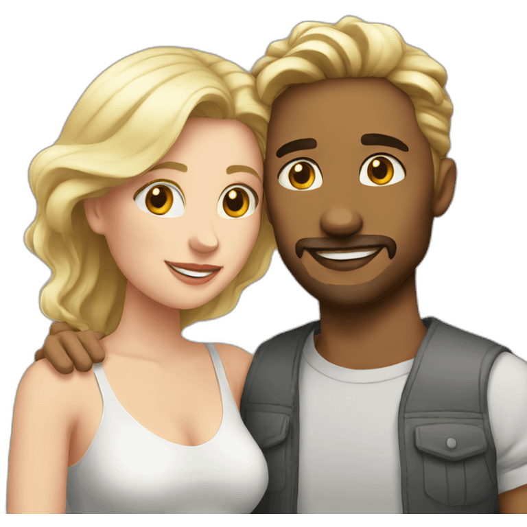 White couple love emoji