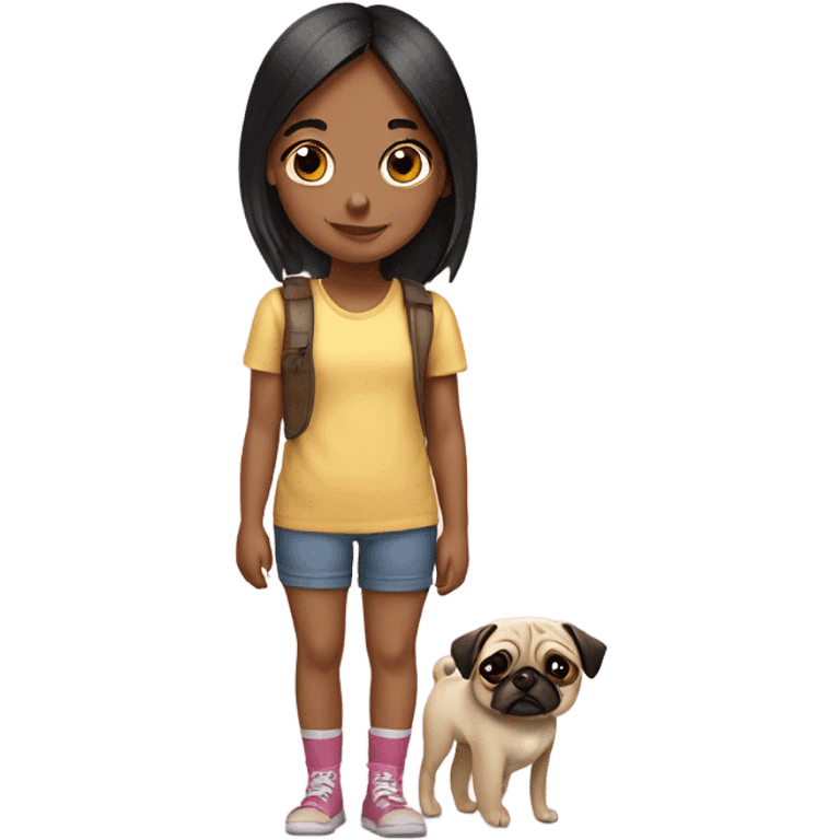 Niña con un pug emoji