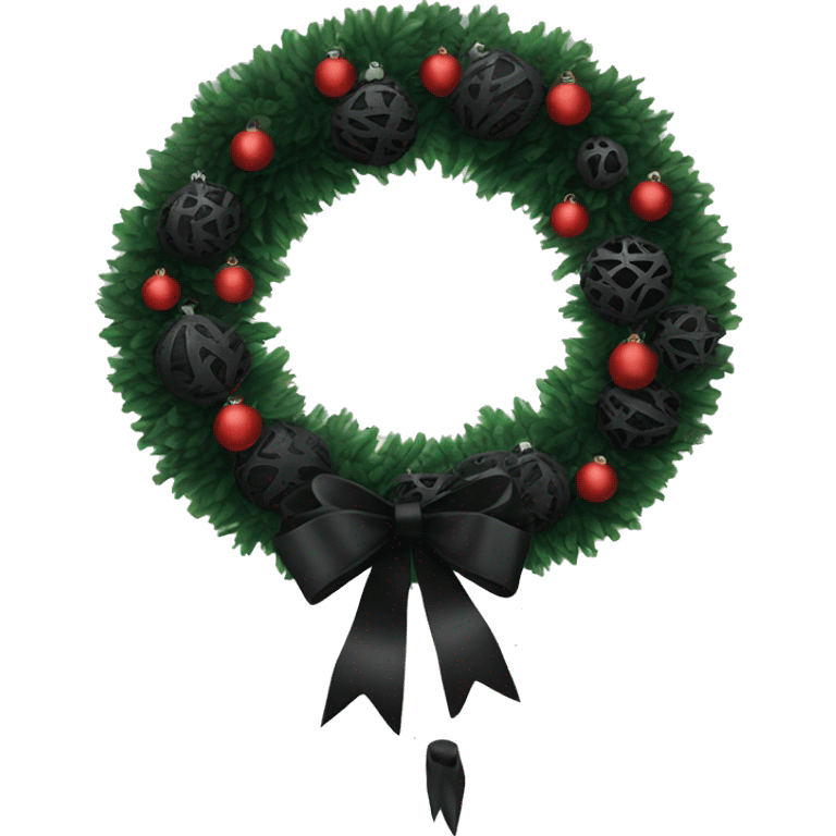 Black Christmas wreath, with blackornaments emoji