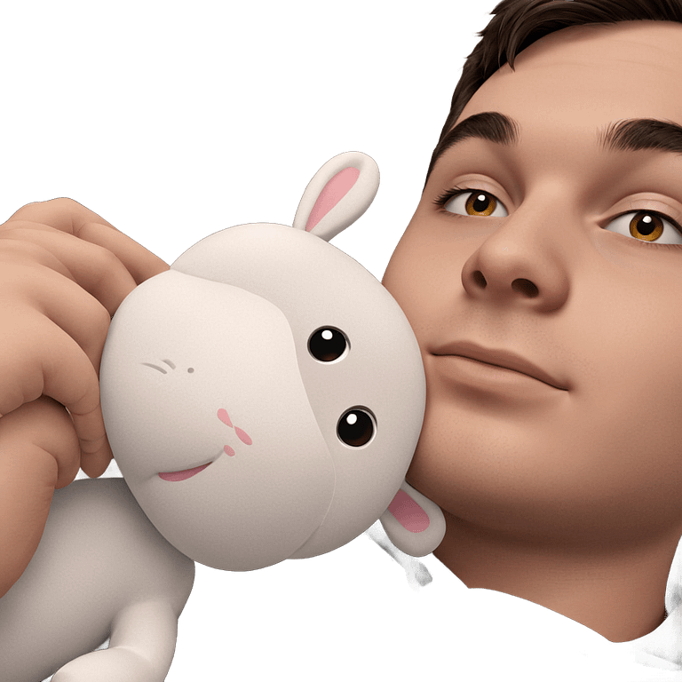 boy with stuffed bunny emoji