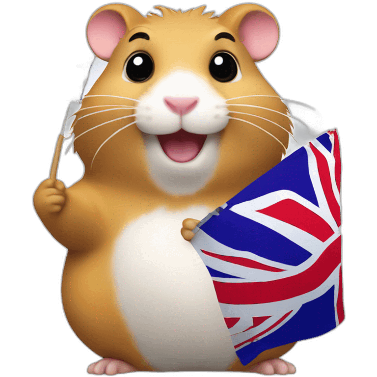 Fat hamster waiving small uk flag in its hand emoji