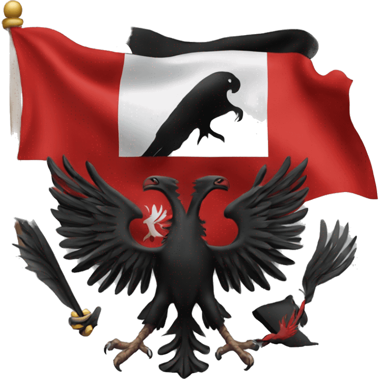 Albanian flag with an Eagle emoji