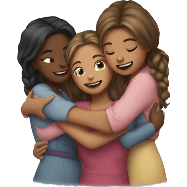 Five girls hugging  emoji