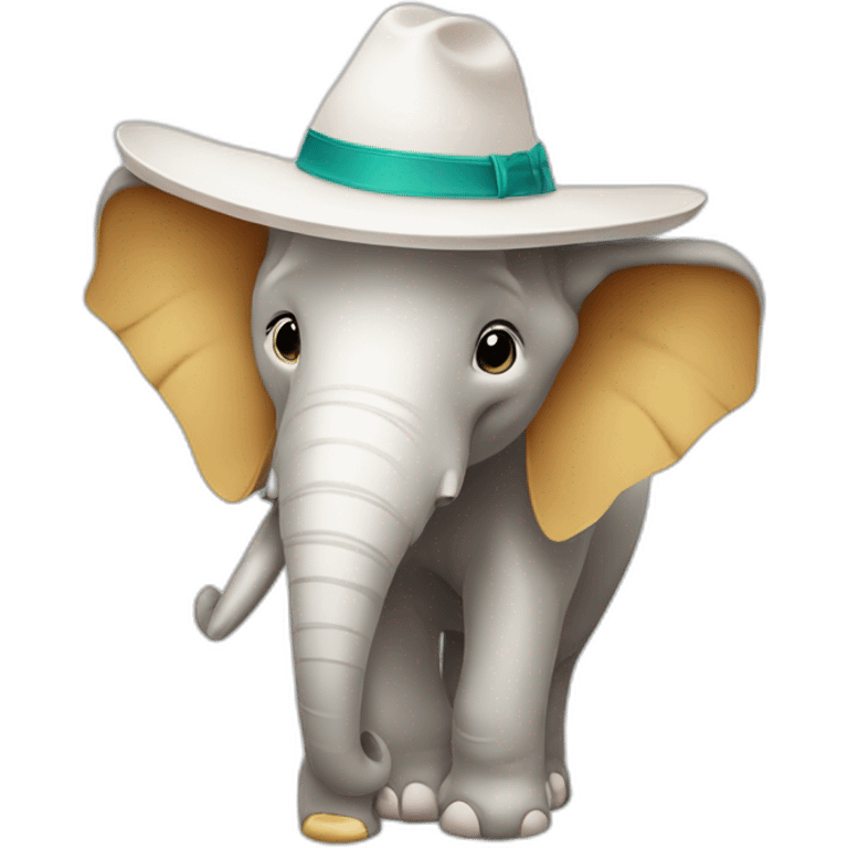 elefante blanco con sombrero emoji