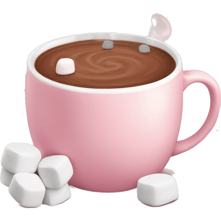 Light Pink mug of hot chocolate with marshmallows  emoji