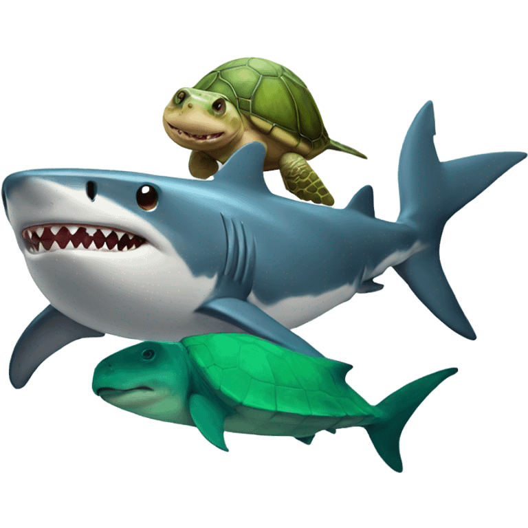 shark with a turtle on its back emoji