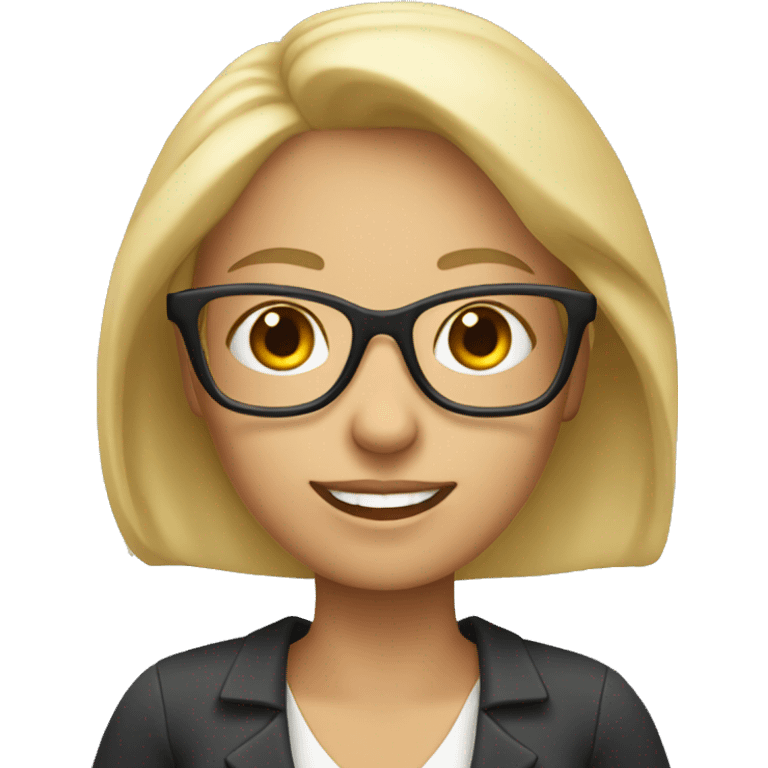 Blonde Teacher with glasses holding open book emoji