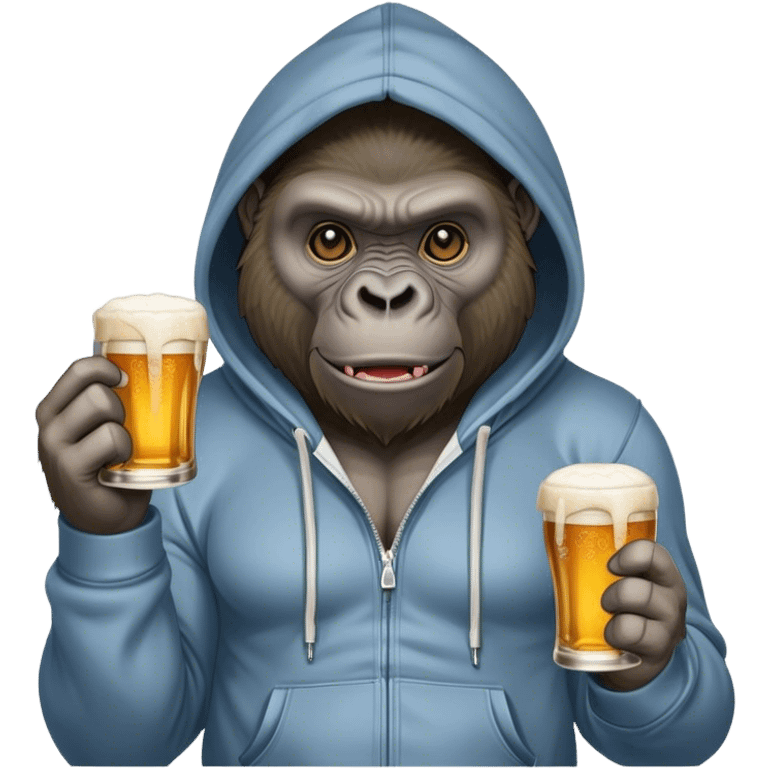 gorilla in a hoodie with a beer  emoji