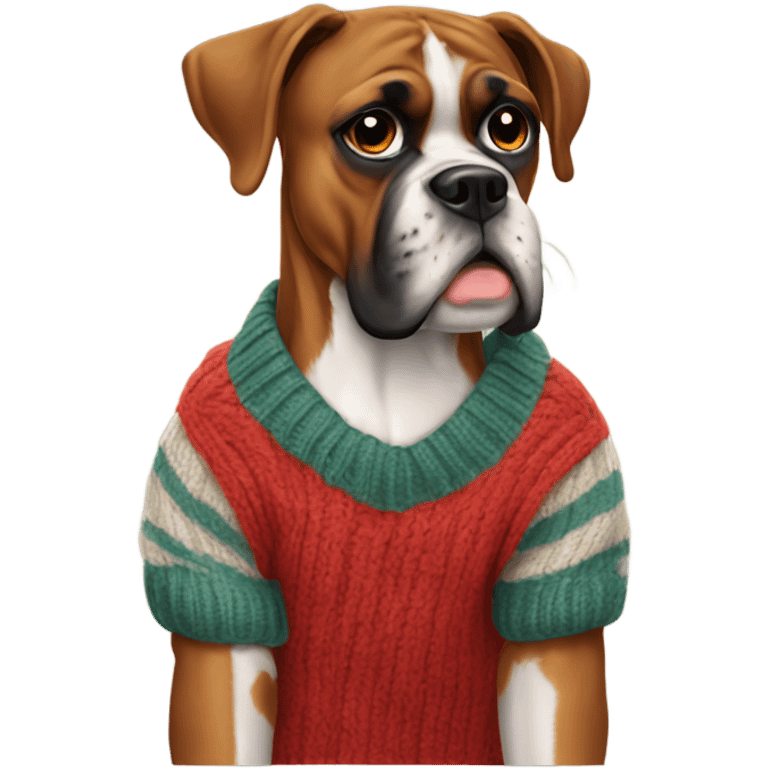 Boxer dog wearing sweater emoji