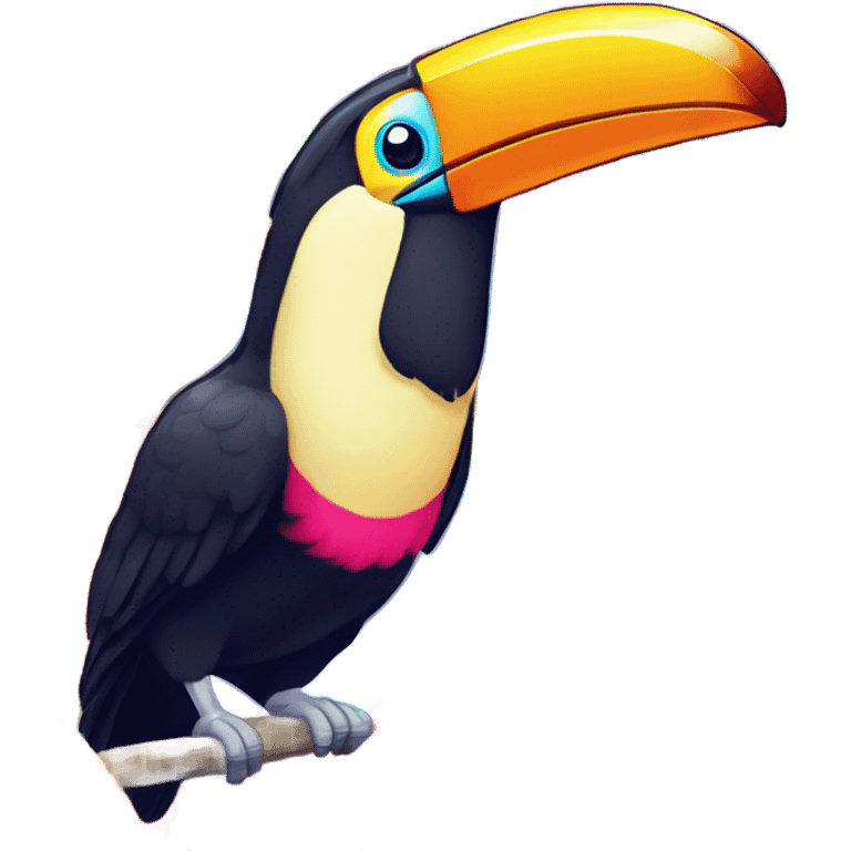 Lisa frank toucan with rainbow feathers emoji