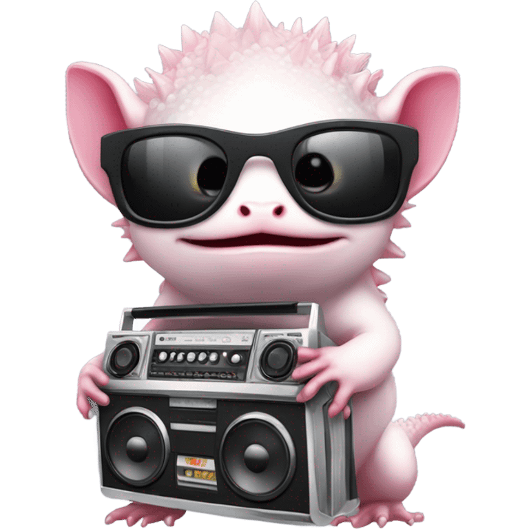 Axolotl with glasses and a boombox  emoji