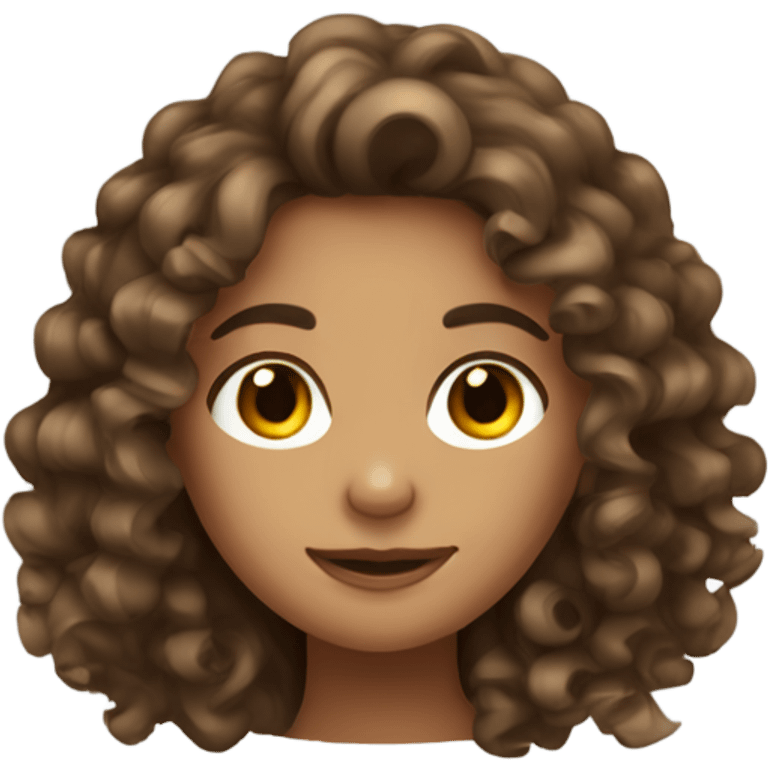 Curly brown hair tan girl emoji