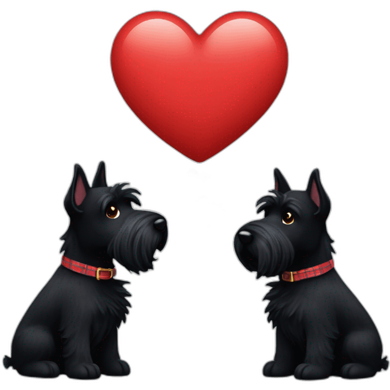 Two black Scottish terrier kissing emoji