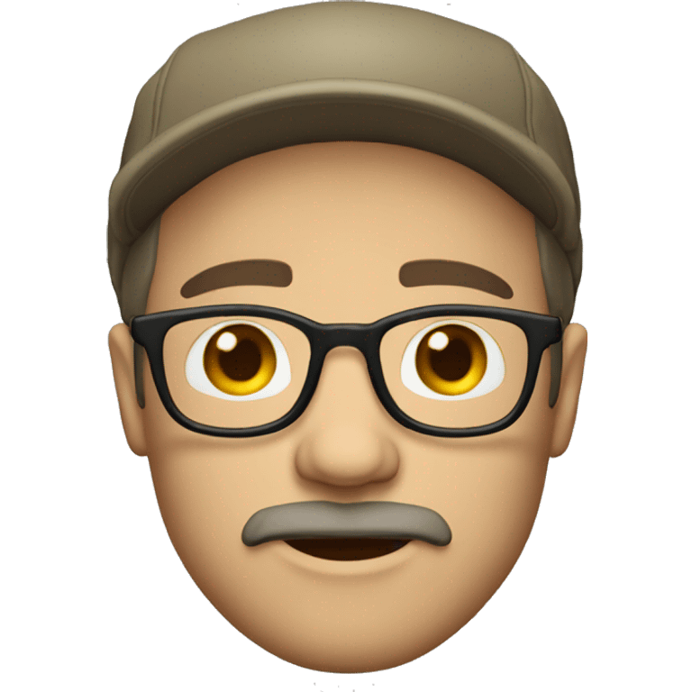 Middle aged man goatee glasses Scally cap emoji