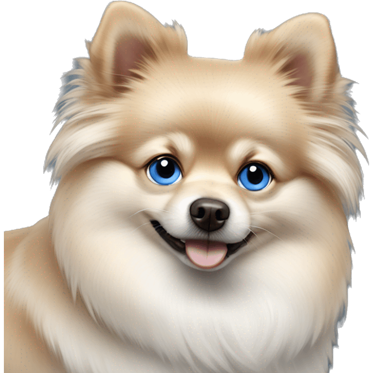 Pomeranian merle with blue eye emoji