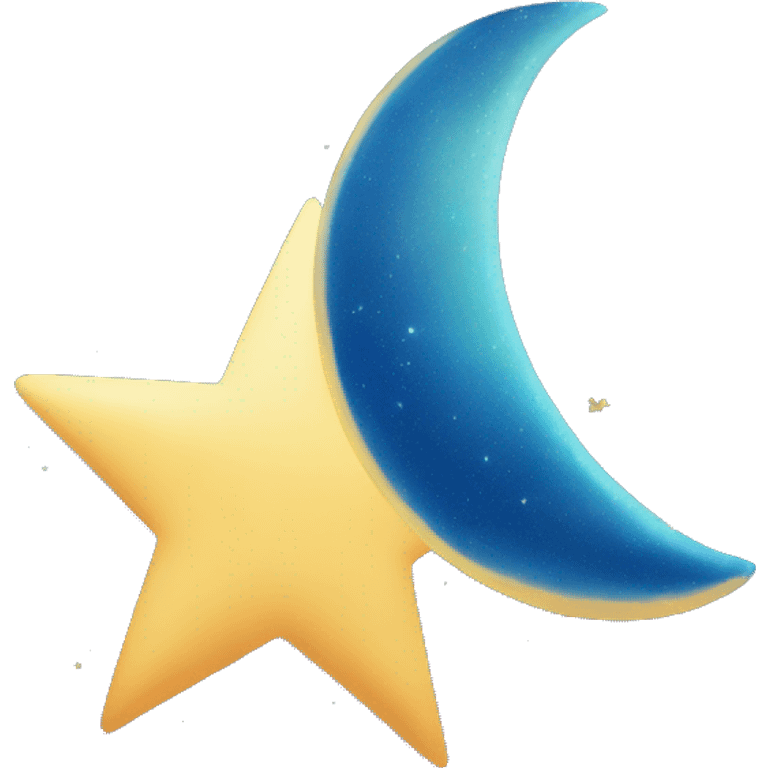 Una luna de color azul y una estrella emoji