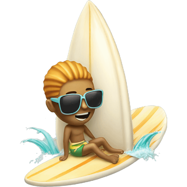 Seashell riding a surfboard  emoji