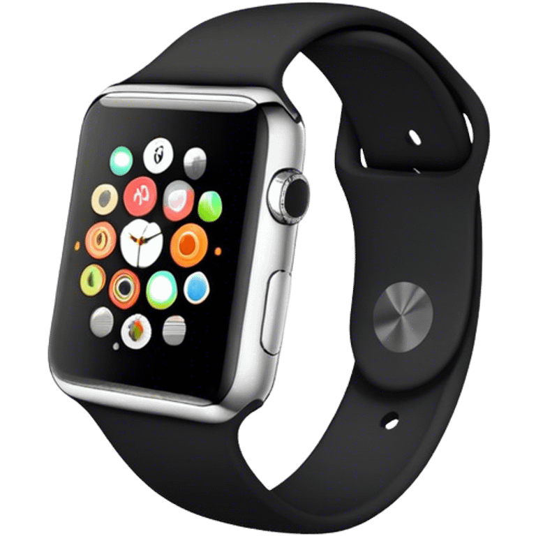 Apple Watch with a black band on an angle emoji