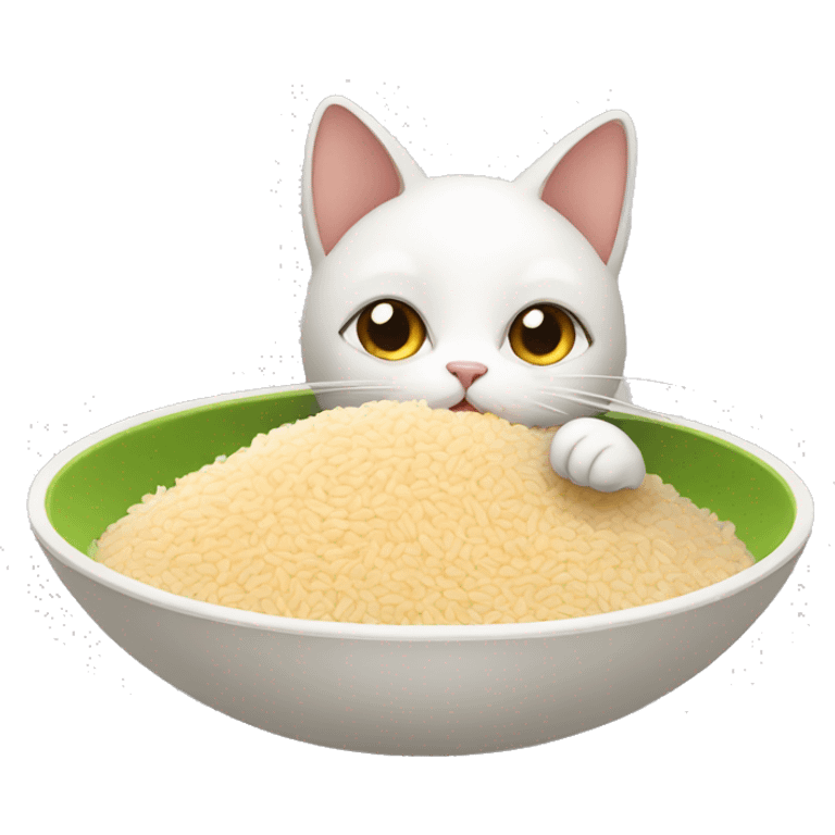 Cat eating rice emoji