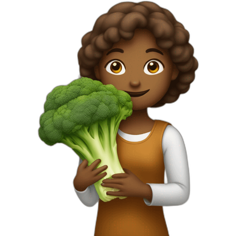 fille marron avec une tête de brocoli emoji