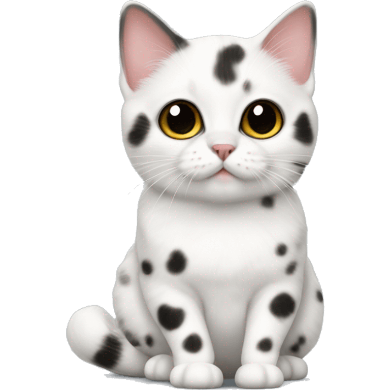 Munchkin cat white color with black spots as in the British breed emoji