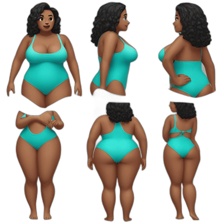 Slim-Thicc woman swimsuit posing full body (curvy slim body type, perfect body, hourglass figure) emoji