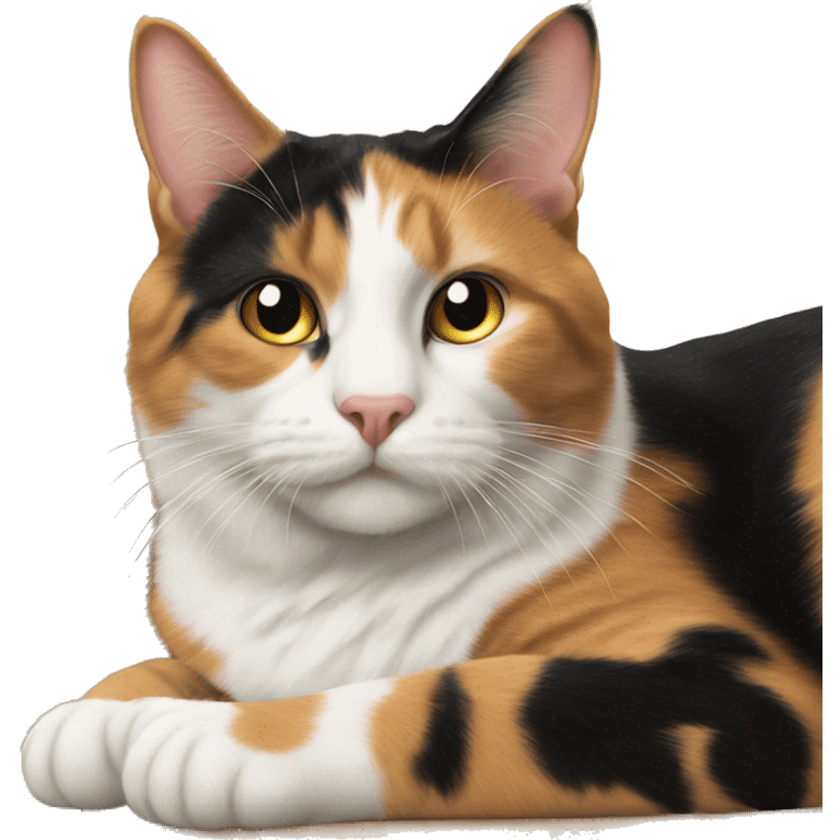 realistic calico cat indoors scene  emoji