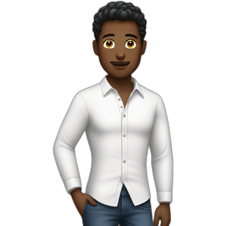 A black gay wearing a White shirt  emoji